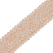 Glass Beads Strands, Faceted, Rondelle, Tan, 6x5mm, Hole: 1mm, about 85~88pcs/strand, 16.1~16.5 inch(41~42cm)(X-EGLA-A034-T6mm-D20)