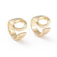 Brass Cuff Rings, Open Rings, Long-Lasting Plated, Real 18K Gold Plated, Letter.O, Size 6, 17mm(RJEW-L097-06O)