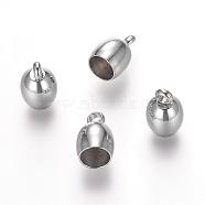304 Stainless Steel Cord Ends, End Caps, Oval, Stainless Steel Color, 10.5x7mm, Hole: 2.4mm(STAS-P118-04)
