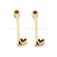 304 Stainless Steel Charms, Laser Cut, Real 14K Gold Plated, Letter I, 12x3.5x1.5mm, Hole: 1mm(STAS-M327-02G-I)