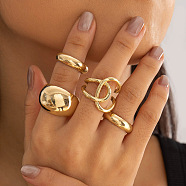 4Pcs Alloy Finger Rings Sets, Golden, Inner Diameter: 17mm and 18mm and 20mm(WG7802C-18)