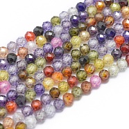 Cubic Zirconia Beads Strands, Faceted, Round, Mixed Color, 4mm, Hole: 0.8mm, about 91pcs/strand, 15 inch(38cm)(G-G792-47-C)