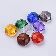 Transparent Acrylic Beads, Faceted, Rondelle, Mixed Color, 10x6mm, Hole: 1.6mm, about 1290pcs/500g(TACR-Q258-10mm-V)