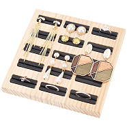 15-Slot Bamboo Ring Display Stands, Square, Black, 15x15x1.7cm(RDIS-WH0002-14B)