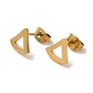 Vacuum Plating 304 Stainless Steel Stud Earrings, Hollow Triangle, Golden, 8.5x9mm(EJEW-Z040-17G)