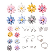 DIY Flower Earring Finger Ring Making Kit, Including Resin Cabochons & Pendants, 316 Surgical & 304 Stainless Steel Stud Earring Settings and Earring Hooks, Brass Pad Ring Bases, Mixed Color, 188Pcs/box(DIY-SZ0008-69)