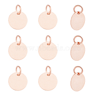 100Pcs Brass Charms, Stamping Blank Tag, Flat Round, Rose Gold, 12x0.5mm, Hole: 3.8mm(KK-FH0007-28B)