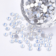 Glass Rhinestone Flat Back Cabochons, Back Plated, Faceted, Half Round, White Opal, SS4, 1.5~1.6x1mm, about 1440pcs/bag(RGLA-S002-04SS-35)