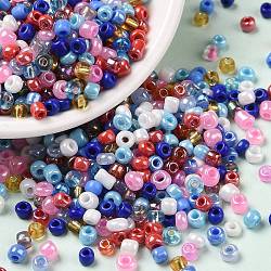 Opaque & Transparent Inside Colours Glass Seed Beads, Round Hole, Round, Colorful, 2.5~3.5x1.5~2.5mm, Hole: 1mm, about 13235Pcs/pound(SEED-A030-10C)