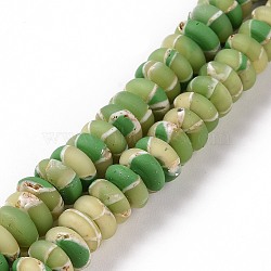 Handmade Polyester Clay Beads Strand, with Gold Foil, Abacus, Yellow Green, 7.5~8x3.5mm, Hole: 2mm, about 106~112pcs/strand, 15.55''~16.02''(39.5~40.7cm)(X-CLAY-P001-04B)