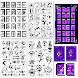 4 Sheets 4 Styles Divination Theme PVC Plastic Stamps, for DIY Scrapbooking, Photo Album Decorative, Cards Making, Stamp Sheets, Mixed Shapes, 160x110x3mm, about 1 sheet/style(DIY-GL0004-86A)
