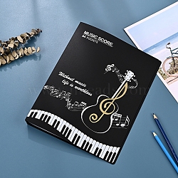 80 Sheets Plastic Piano Sheet Folder, Binder Music Holder, Music Score Organizer, Rectangle, Black, 325x240x20mm, 80 sheets/book(PW-WG99890-02)