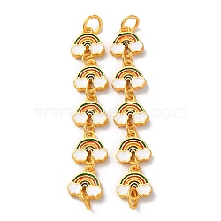 Rack Plating Alloy Enamel Connector Charms, 5 Rainbow Links with Cloud, Cadmium Free & Lead Free, Matte Gold Color, Colorful, 59x11x2.5mm, Hole: 4.5mm(PALLOY-F303-21MG)