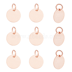 100Pcs Brass Charms, Stamping Blank Tag, Flat Round, Rose Gold, 12x0.5mm, Hole: 3.8mm(KK-FH0007-28B)