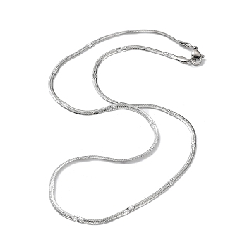 304 Stainless Steel Flat Snake Chain Necklaces for Women, Stainless Steel Color, 17.48 inch(44.4cm)