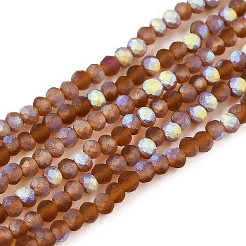 Transparent Glass Beads Strands, Faceted, Frosted, Half AB Color Plated, Rondelle, Peru, 2.3~2.7x2mm, Hole: 0.4mm, about 150~155pcs/strand, 32~33cm