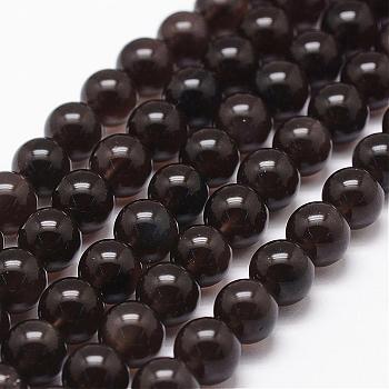 Natural Obsidian Beads Strands, Grade A, Round, Coconut Brown, 12mm, Hole: 1mm, about 32pcs/strand, 15.7 inch