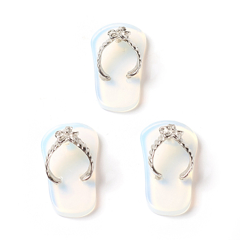 Opalite Pendants, with Platinum Tone Brass Findings, Flip Flops, 22~24x12x7~8mm, Hole: 2mm and 5~7mm