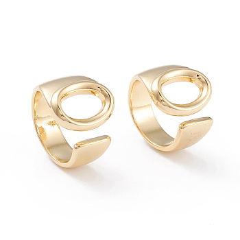 Brass Cuff Rings, Open Rings, Long-Lasting Plated, Real 18K Gold Plated, Letter.O, Size 6, 17mm