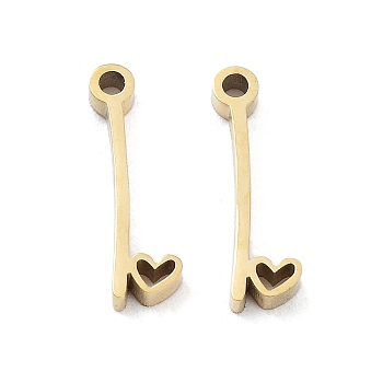 304 Stainless Steel Charms, Laser Cut, Real 14K Gold Plated, Letter I, 12x3.5x1.5mm, Hole: 1mm
