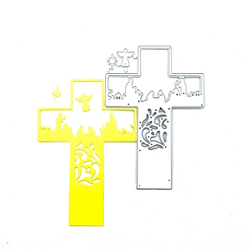 Religion Cross & Angel Carbon Steel Cutting Dies Stencils, for DIY Scrapbooking, Photo Album, Decorative Embossing Paper Card, Stainless Steel Color, 130x90mm