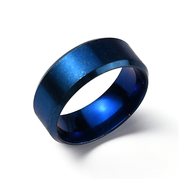 Titanium Steel Wide Band Finger Rings for Women Men, Plain Band Rings, Blue, 8mm, Inner Diameter: US Size 9 1/4(19.1mm)