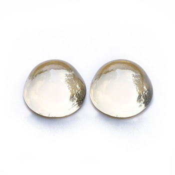 Transparent Glass Cabochons, Flat Back, Half Round/Dome, Crystal Golden Shade, 10x5.8~6mm