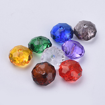 Transparent Acrylic Beads, Faceted, Rondelle, Mixed Color, 10x6mm, Hole: 1.6mm, about 1290pcs/500g