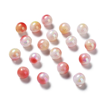 Two Tone Opaque Acrylic Beads, Round, Tomato, 8mm, Hole: 1.8mm, about 2000pcs/500g