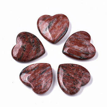 Natural Red Sesame Jasper Heart Love Stone, Pocket Palm Stone for Reiki Balancing, 24.5x25x6~7mm