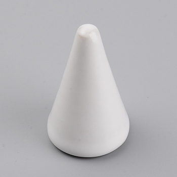 Cone Shaped Vitreous Enamel Ring Displays, for Finger Ring Display Stands, White, 3x5cm