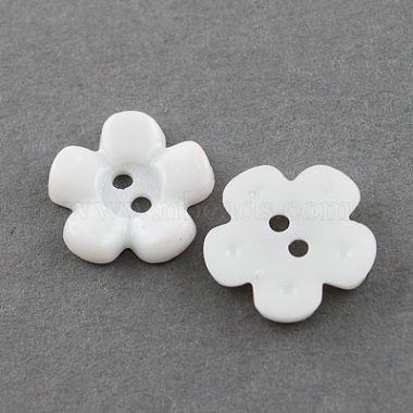 15mm White Flower Acrylic 2-Hole Button