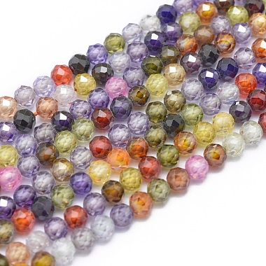4mm Mixed Color Round Cubic Zirconia Beads