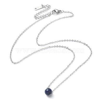 Ожерелья с подвесками из круглых бусин из смешанных драгоценных камней(NJEW-JN04551)-3