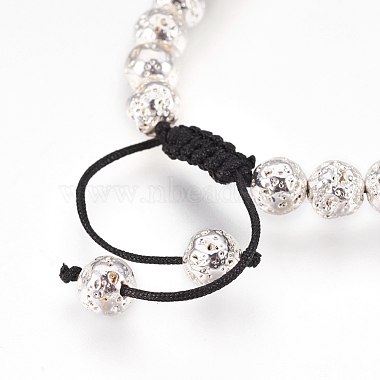 Electroplated Natural Lava Rock Braided Bead Bracelets(BJEW-O162-H02)-3