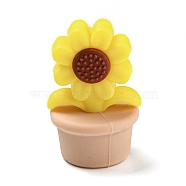 Sunflower Food Grade Eco-Friendly Silicone Beads, Chewing Beads For Teethers, DIY Nursing Necklaces Making, Bisque, 30x19mm, Hole: 1.5mm(SIL-B046-02)