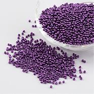 12/0 Grade A Glass Seed Beads, Baking Paint, Round, Purple, 2x1.5mm, Hole: 0.7mm, about 3000pcs/50g(X-SEED-Q009-FJX33)
