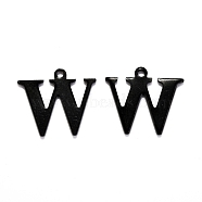 304 Stainless Steel Alphabet Charms, Electrophoresis Black, Letter.W, 12x14x0.7mm, Hole: 1mm(STAS-H122-W-EB)