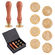 CRASPIRE DIY Scrapbook Crafts, Including Pear Wood Handle, Brass Wax Seal Stamp Heads, Golden, 25x14mm, 10pcs/box(AJEW-CP0002-34G)