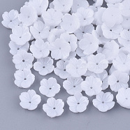 Opaque Resin Bead Caps, 5-Petal, Flower, White, 10x10.5x3.5mm, Hole: 1mm(X-RESI-T040-031B)