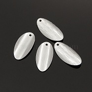 Brass Blank Tag Flat Oval Slice Pendants, Silver Color Plated, 18x9x2mm, Hole: 1mm(KK-O033-S01)