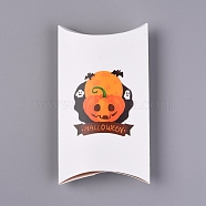 Paper Pillow Boxes, Gift Candy Packing Box, for Halloween, with Pumpkin Jack-O'-Lantern Pattern, Colorful, 12.7x7.1x2.13cm, Unfold: 14.5x7.5x0.12cm(CON-L023-05)