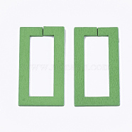 Spray Painted Wood Linking Rings, Quick Link Connectors, Rectangle, Green, 45x24x1.5mm, Inner Measure: 35x13mm(WOOD-T010-15B)