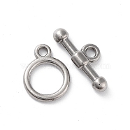 304 Stainless Steel Ring Toggle Clasps, Stainless Steel Color, 13x10x1.5mm, Hole: 1.6mm(STAS-A092-09G-P)