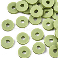 Handmade Polymer Clay Beads, for DIY Jewelry Crafts Supplies, Disc/Flat Round, Heishi Beads, Yellow Green, 8x1mm, Hole: 2mm, about 13000pcs/1000g(CLAY-Q251-8.0mm-49)