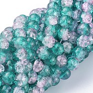 Crackle Glass Beads Strands, Round, Dark Cyan, 4mm, Hole: 1.1~1.3mm, 31.4 inch(X-CCG-Q002-4mm-06)