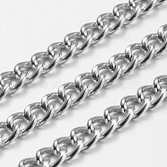 Aluminium Twisted Chains Curb Chains, Unwelded, Silver Color Plated, 9x7x2mm(X-CHA-K1509)