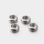 201 Stainless Steel Large Hole Donut Spacer Beads, Stainless Steel Color, 6x2mm, Hole: 4mm(STAS-E082-03)