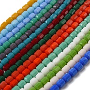 Opaque Glass Beads Strands, Faceted Barrel, Mixed Color, 6.5~7x6mm, Hole: 1mm, about 78pcs/strand, 20.28~21.65 inch(51.5~55cm)(GLAA-G112-03-M)