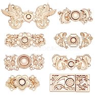 Nbeads 8 Sets 8 Styles Alloy Snap Lock Clasps, Closure Sewing Fasteners for Garment Accessories, Mixed Shapes, Light Gold, 14.5~25x32~49.5x2.5~4mm, Hole: 1~1.8mm, 1 set/style(FIND-NB0002-72)